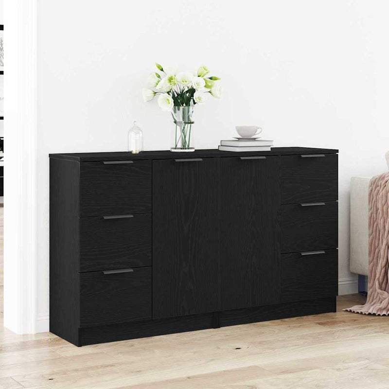 Bufet Stejar Negru 120 x 30 x 70 cm Lemn prelucrat