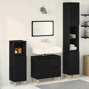 Set de mobilier pentru baie 3 buc. Stejar Negru
