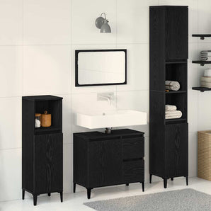 Set de mobilier pentru baie 3 buc. Stejar Negru
