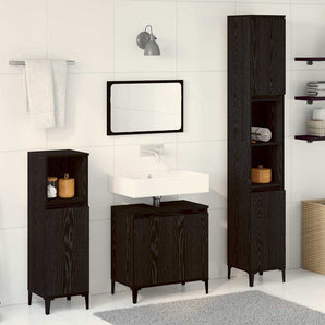 Set de mobilier pentru baie 3 buc. Stejar Negru