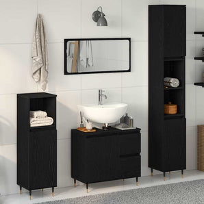 Set de mobilier pentru baie 3 buc. Stejar Negru
