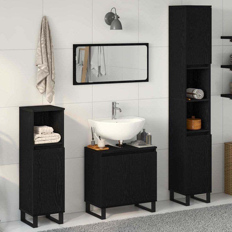 Set de mobilier pentru baie 3 buc. Stejar Negru