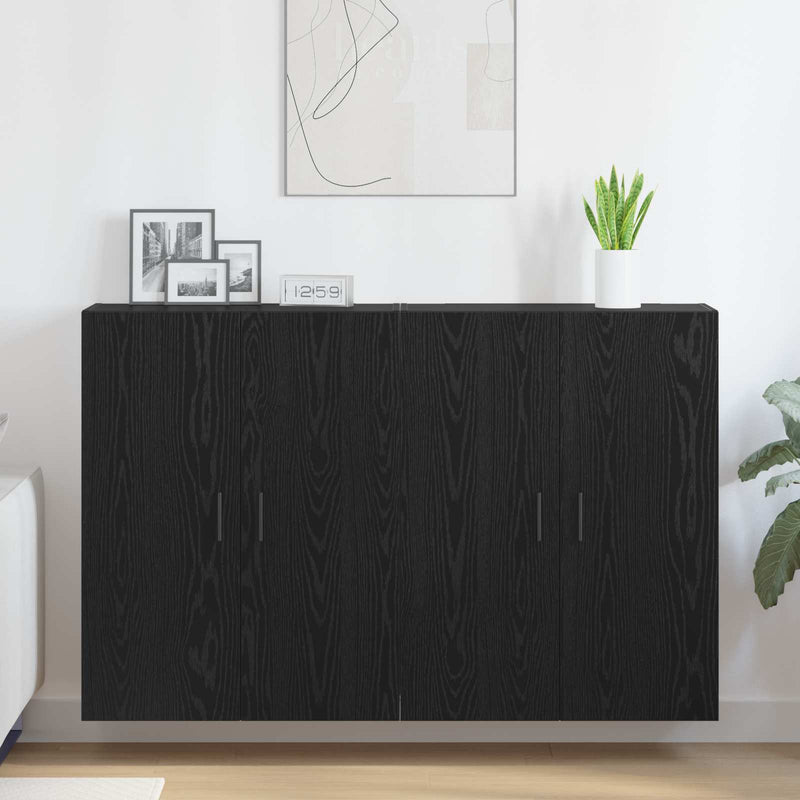 Dulap montat pe perete 2 buc. Stejar Negru 69,5 x 34 x 90 cm