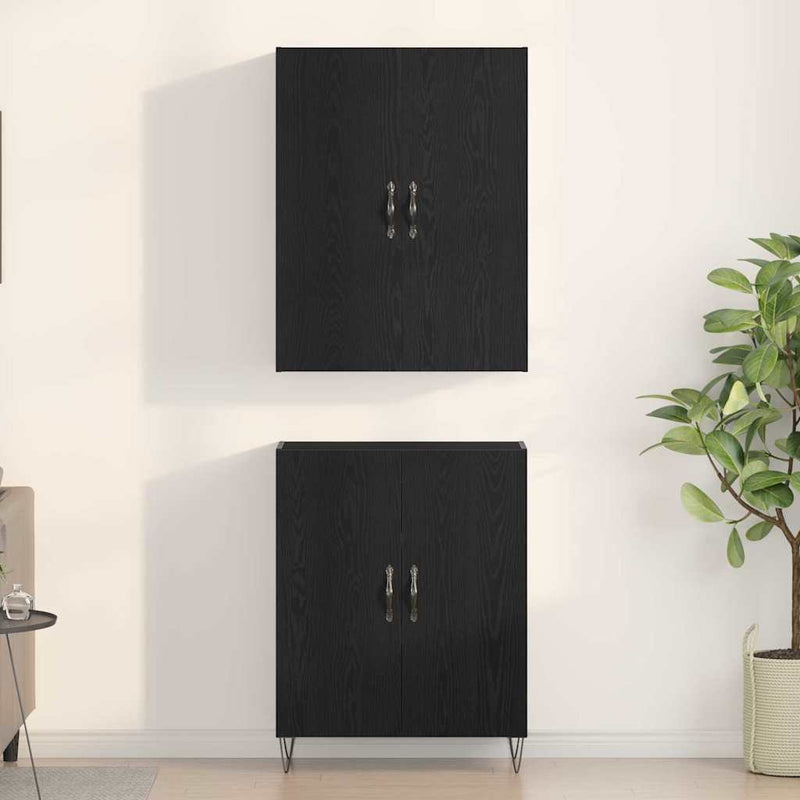 Bufet 2 buc. Stejar Negru 69,5 x 34 x 180 cm Lemn prelucrat