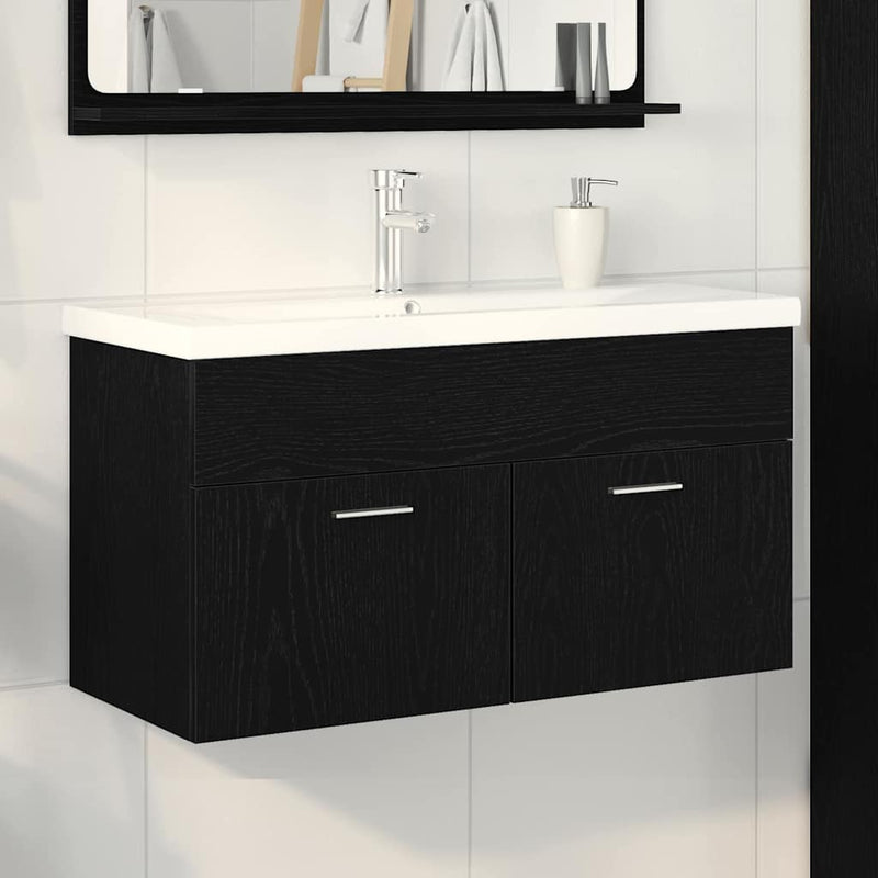 Dulap de Baie Stejar Negru 90 x 38,5 x 46 cm Lemn prelucrat