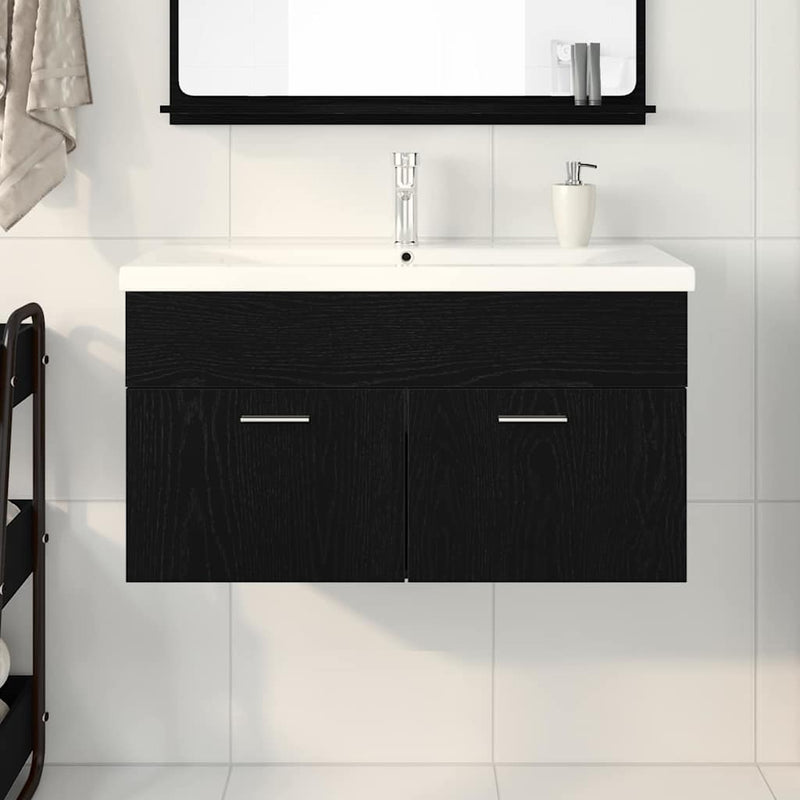Dulap de Baie Stejar Negru 90 x 38,5 x 46 cm Lemn prelucrat