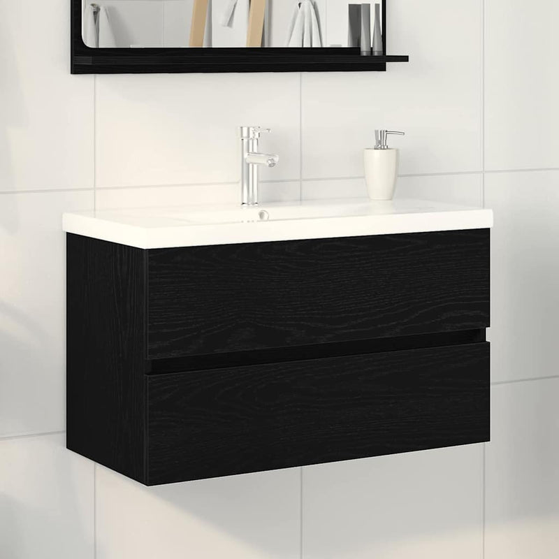 Dulap pentru Chiuveta de Baie Stejar Negru 80 x 39 x 62 cm