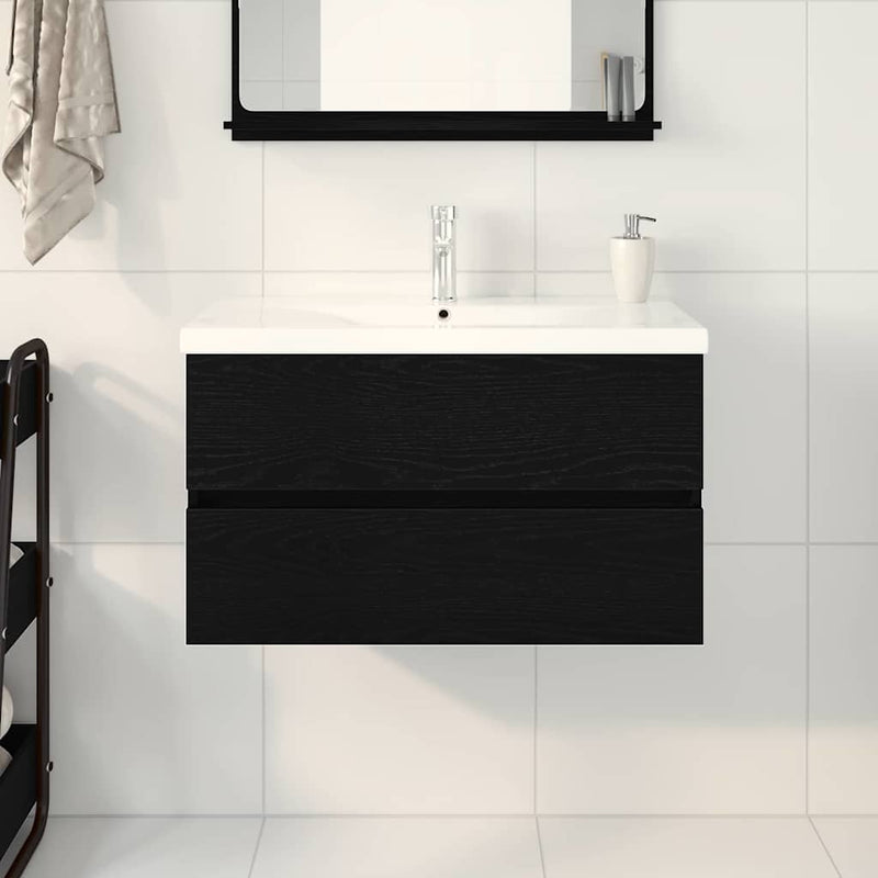 Dulap pentru Chiuveta de Baie Stejar Negru 80 x 39 x 62 cm