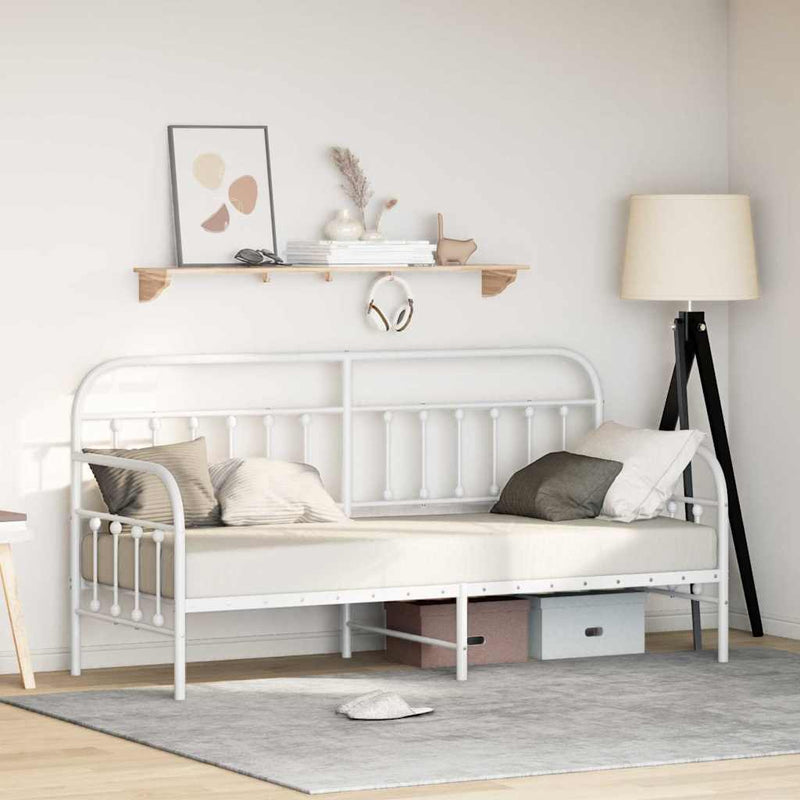 Cadru de pat de zi Alb 80 x 200 cm Oțel vopsit electrostatic