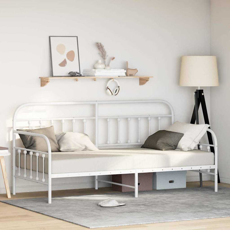 Cadru de pat de zi Alb 100 x 200 cm Oțel vopsit electrostatic