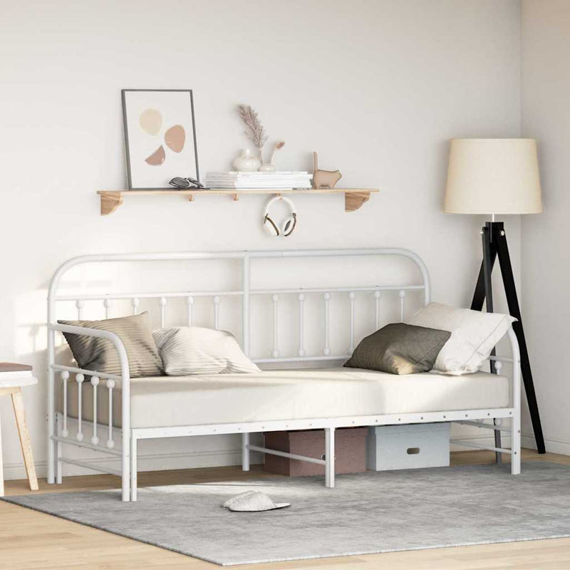 Cadru de pat de zi Alb 75 x 190 cm Oțel vopsit electrostatic