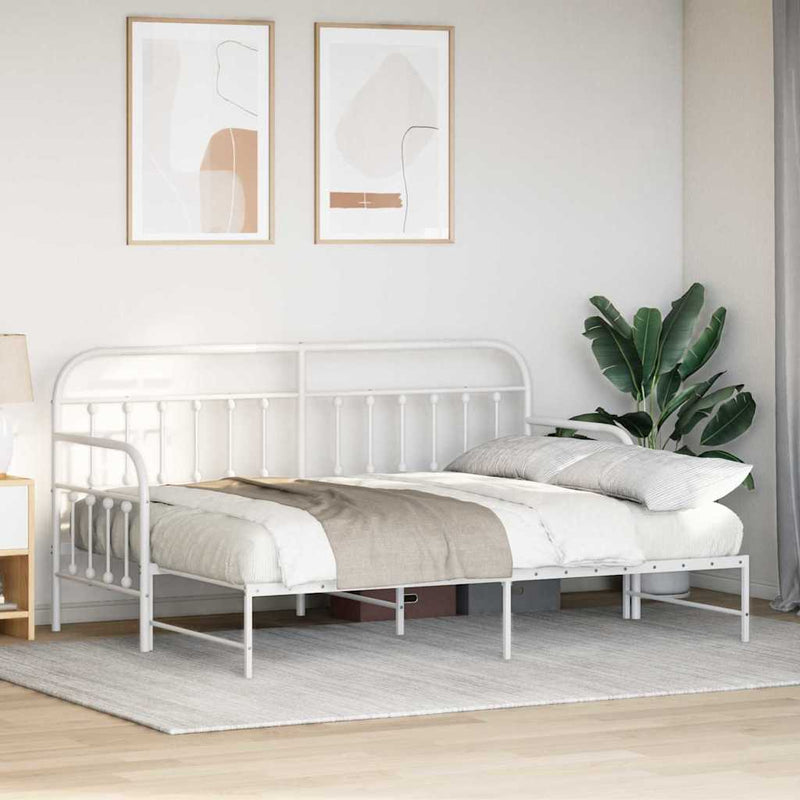 Cadru de pat de zi Alb 75 x 190 cm Oțel vopsit electrostatic
