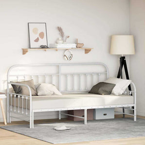 Cadru de pat de zi Alb 90 x 200 cm Oțel vopsit electrostatic