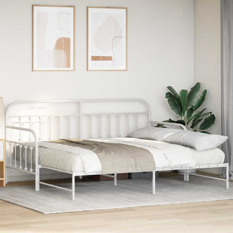 Cadru de pat de zi Alb 90 x 200 cm Oțel vopsit electrostatic