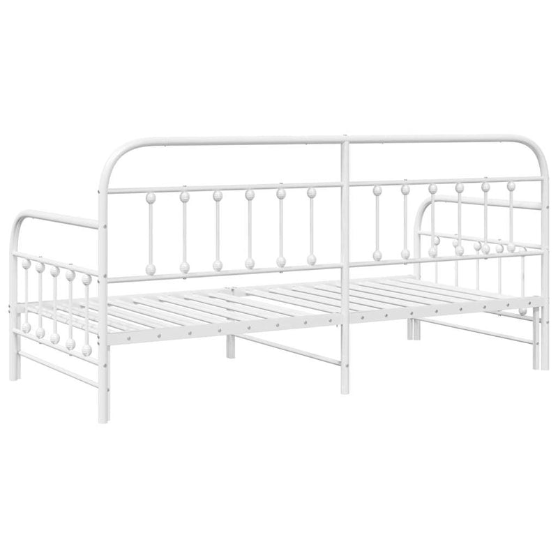 Cadru de pat de zi Alb 90 x 200 cm Oțel vopsit electrostatic
