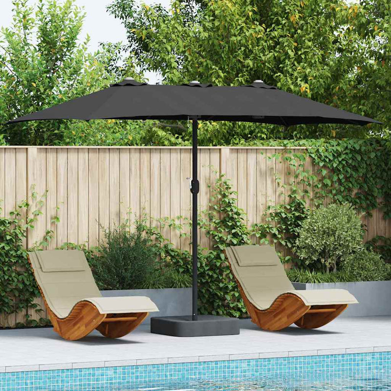 Parasol de Grădină Negru 385 x 209 x 244 cm Poliester și oțel