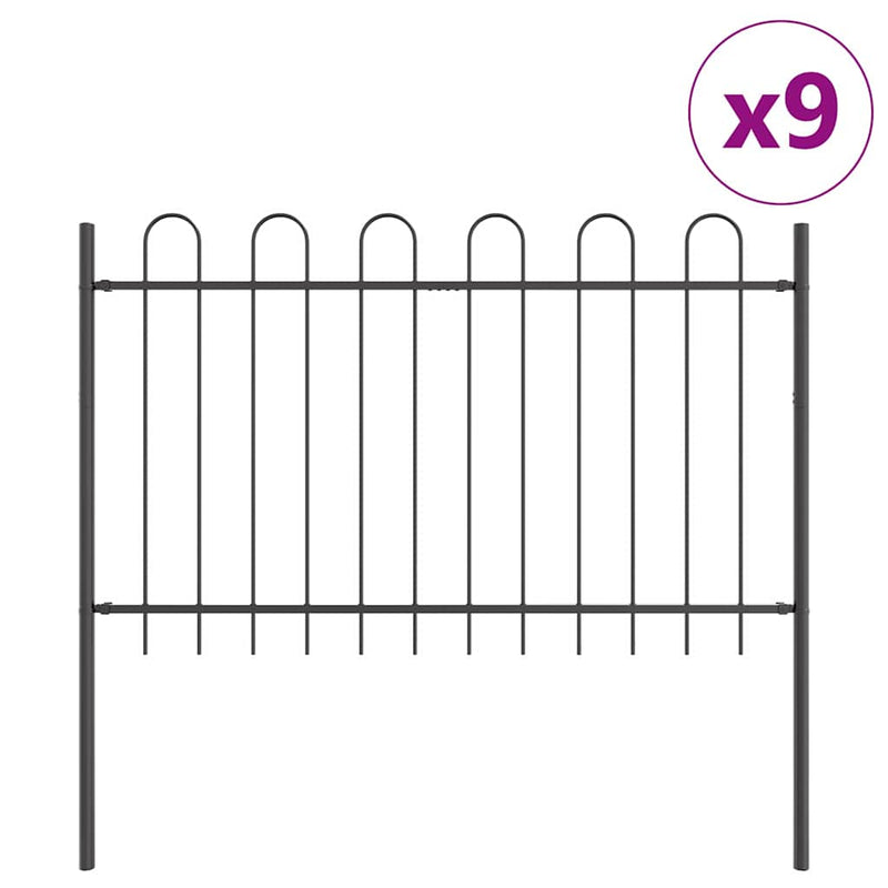 Gard de Grădină BOXTEL 9 buc. 15,3 x 0,8 m Gri