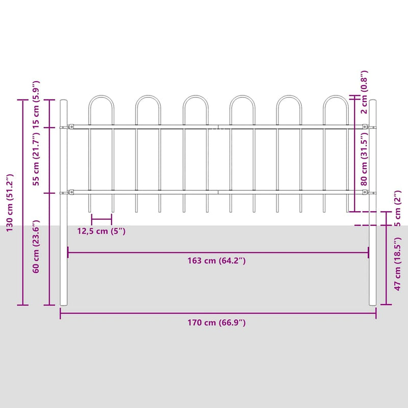 Gard de Grădină BOXTEL 9 buc. 15,3 x 0,8 m Gri