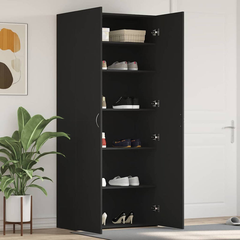 Dulap pentru pantofi 80 x 35.5 x 180 cm Lemn prelucrat Negru