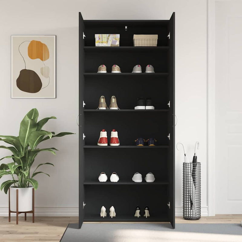 Dulap pentru pantofi 80 x 35.5 x 180 cm Lemn prelucrat Negru