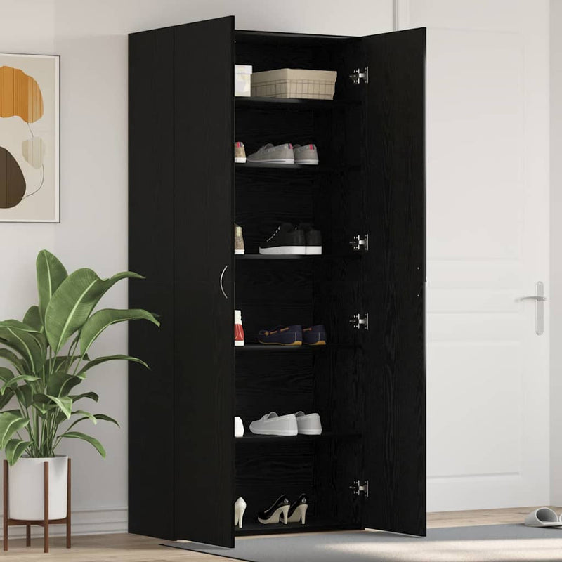 Dulap pentru pantofi 80 x 35.5 x 180 cm Lemn prelucrat Negru