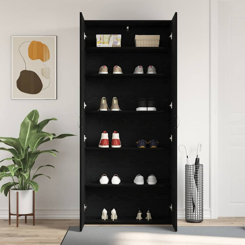 Dulap pentru pantofi 80 x 35.5 x 180 cm Lemn prelucrat Negru