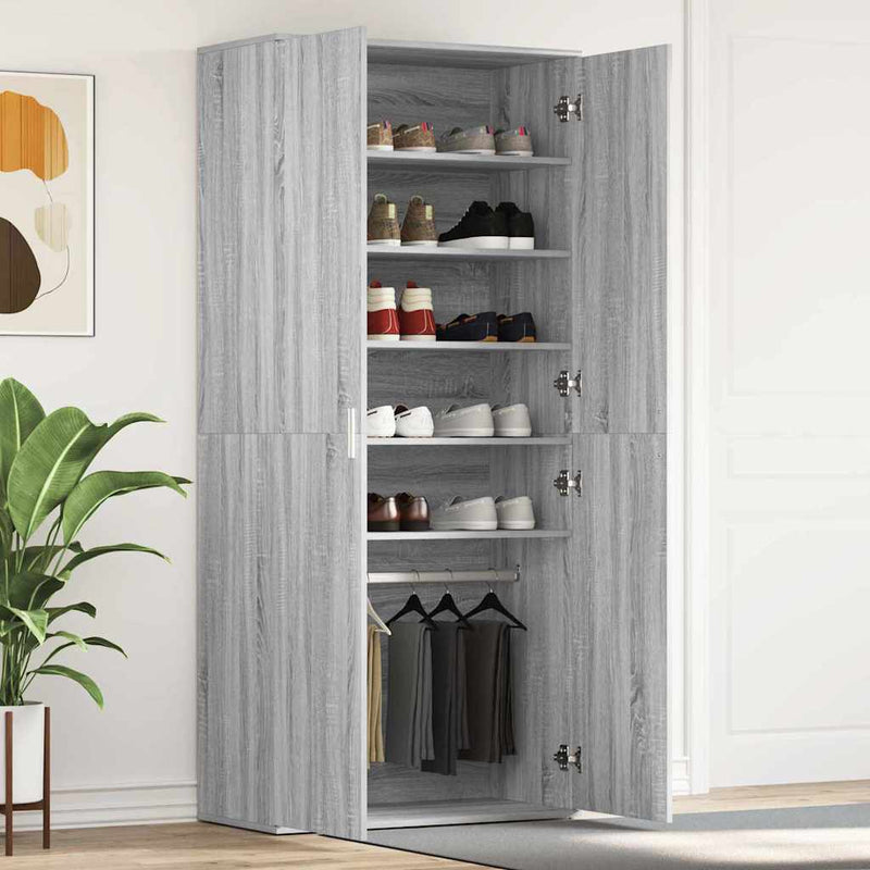 Dulap pentru pantofi 80 x 39 x 178 cm Lemn prelucrat Gri Sonoma