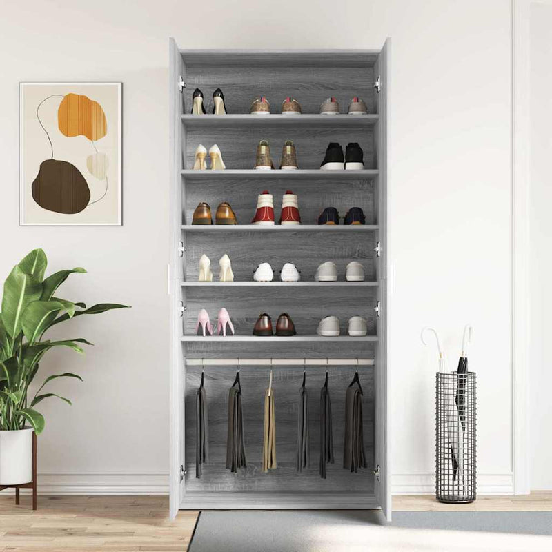 Dulap pentru pantofi 80 x 39 x 178 cm Lemn prelucrat Gri Sonoma
