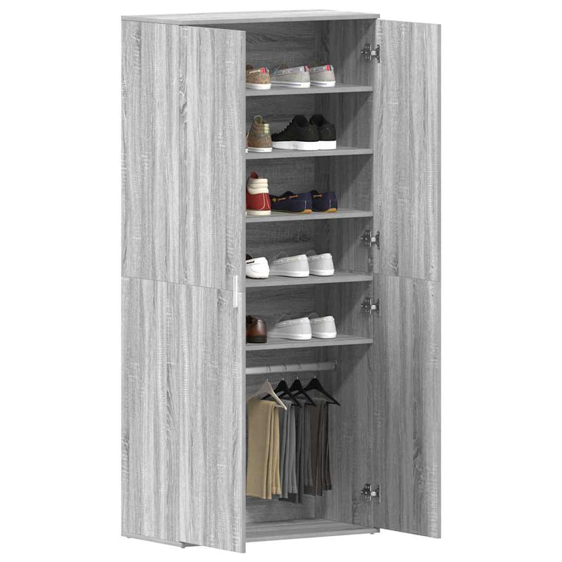 Dulap pentru pantofi 80 x 39 x 178 cm Lemn prelucrat Gri Sonoma