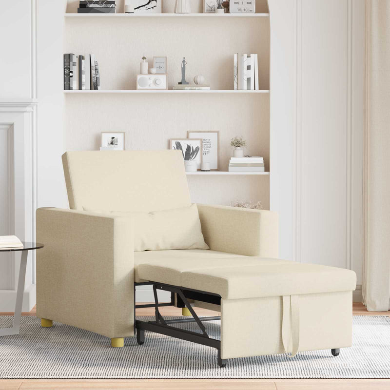 Canapea extensibilă single Crem 90 x 165 x 87 cm țesătură