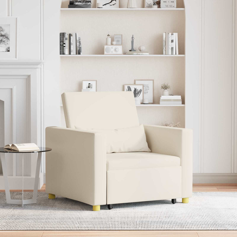 Canapea extensibilă single Alb crem 90 x 165 x 87 cm țesătură