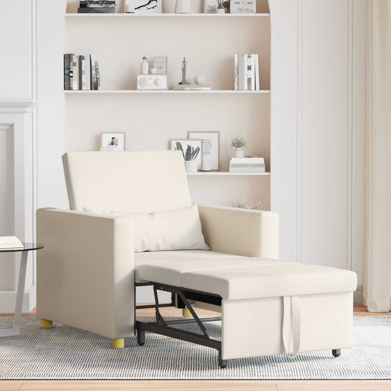 Canapea extensibilă single Alb crem 90 x 165 x 87 cm țesătură