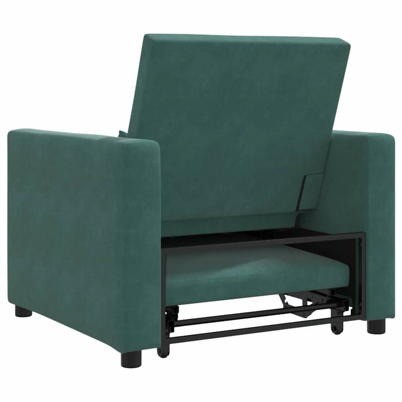 Canapea extensibilă single cu roți Verde închis Catifea