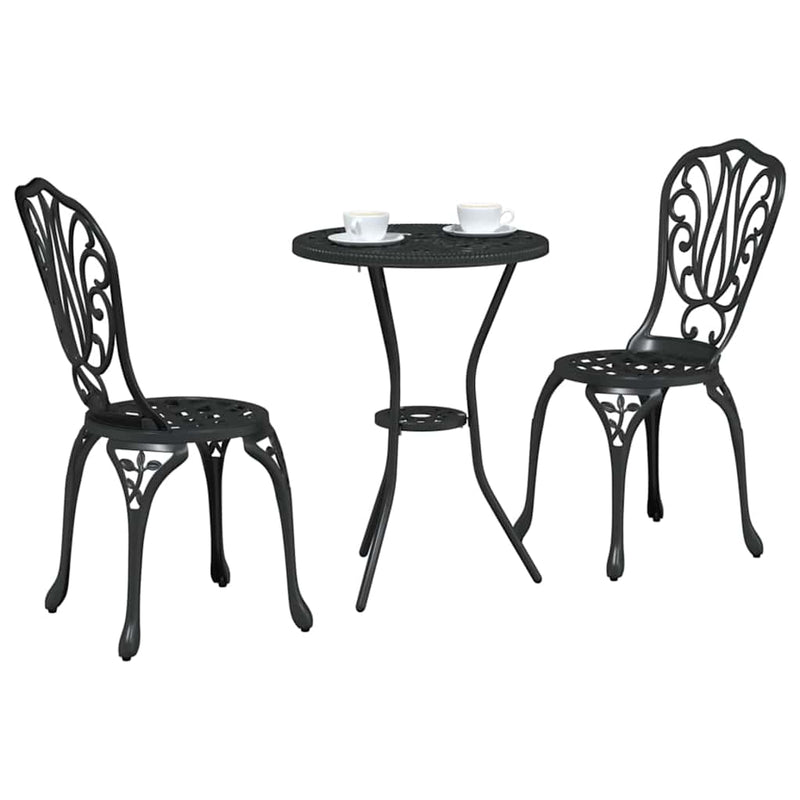 Set Bistro de Grădină 3 buc. Negru Aluminiu