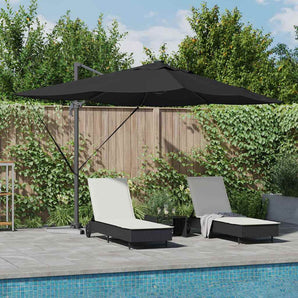 Umbrelă de soare 352 x 251 x 265 cm Poliester și Aluminiu Negru