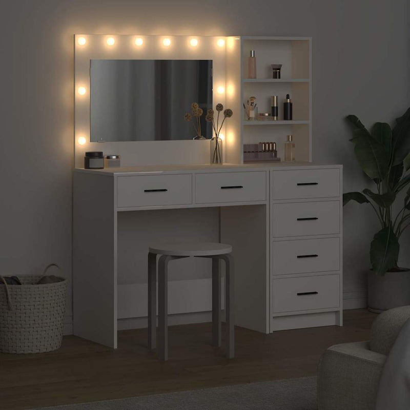 Masă de Machiaj 2 buc. Alb 78,5 x 41 x 135 cm Lemn prelucrat