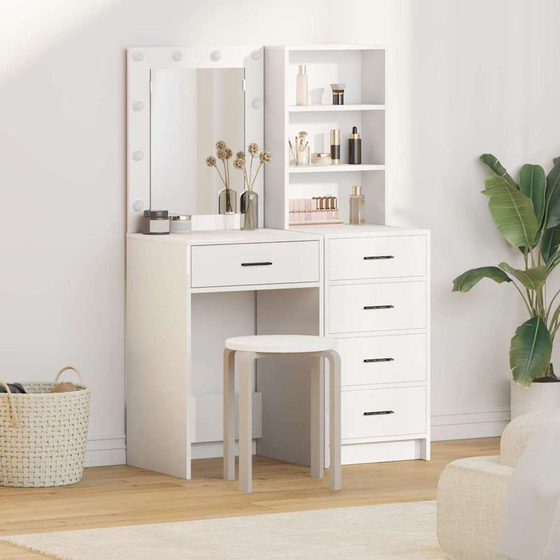 Masă de Machiaj 2 buc. Alb 50 x 41 x 135 cm Lemn prelucrat