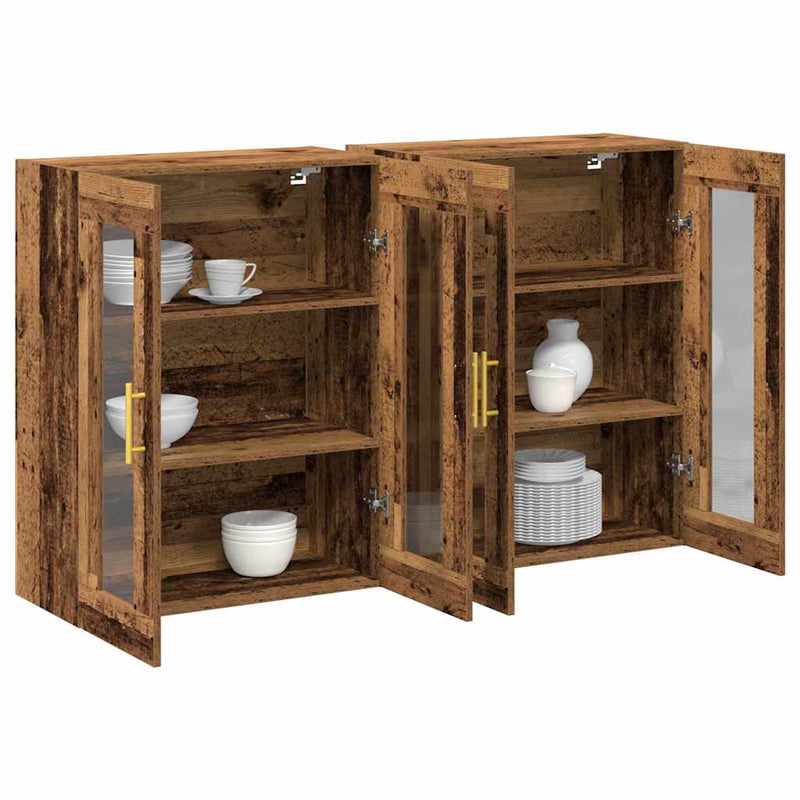 Dulapuri de perete 2 buc. Lemn Vechi 69,5 x 34 x 90 cm