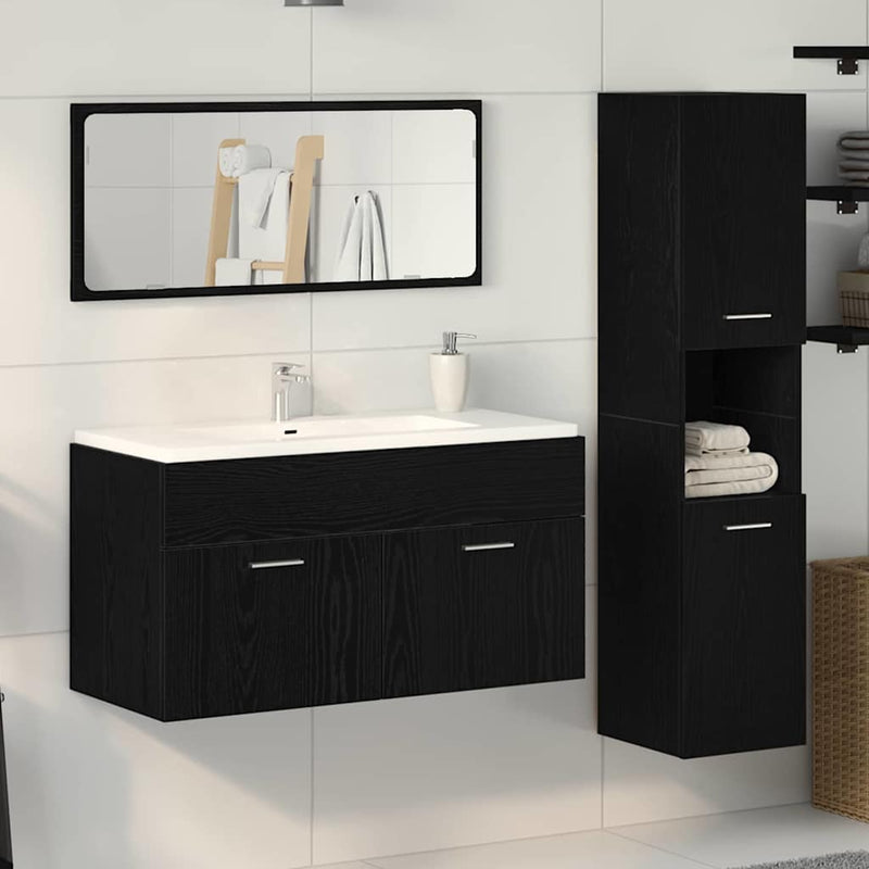 Set de mobilier pentru baie 3 buc. Stejar Negru