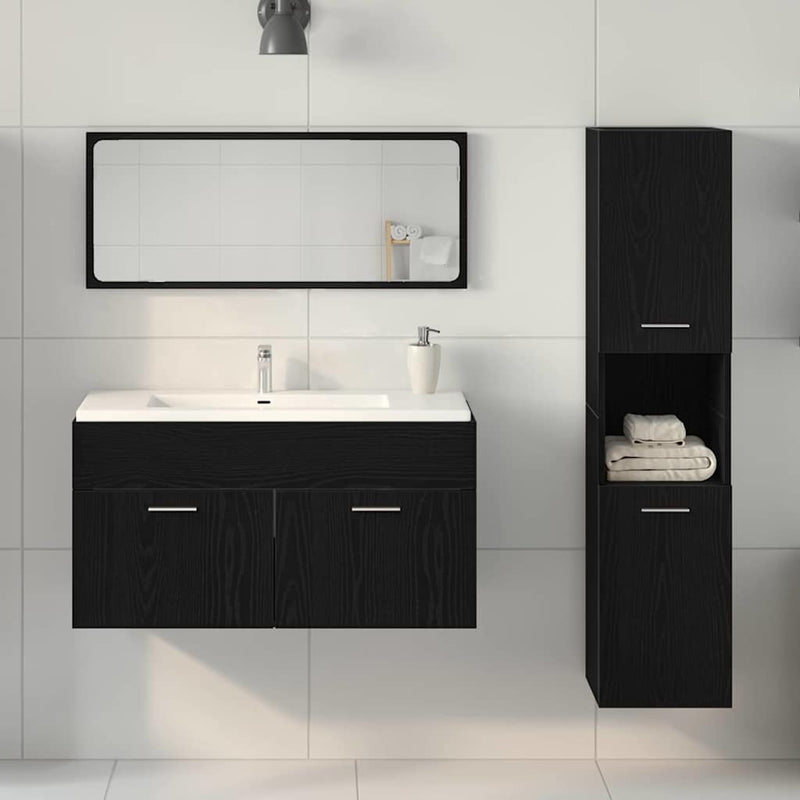 Set de mobilier pentru baie 3 buc. Stejar Negru