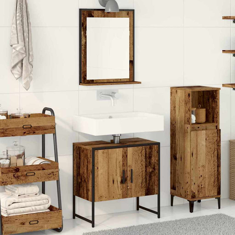 Set de mobilier pentru baie 2 buc. Maro Lemn prelucrat