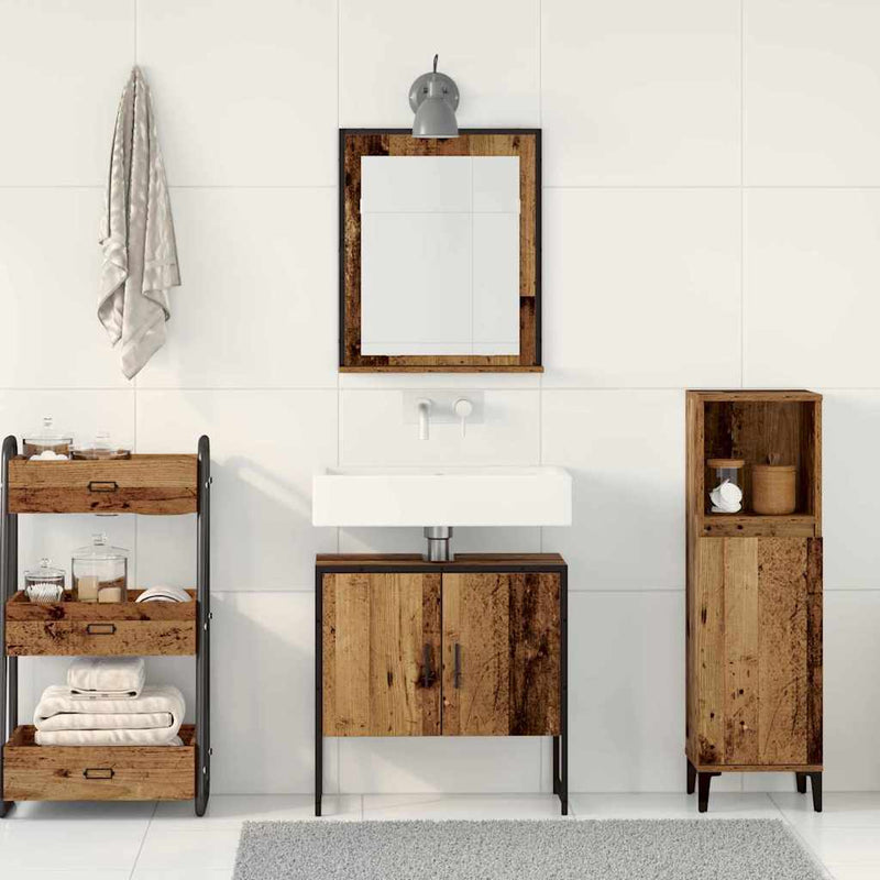 Set de mobilier pentru baie 2 buc. Maro Lemn prelucrat