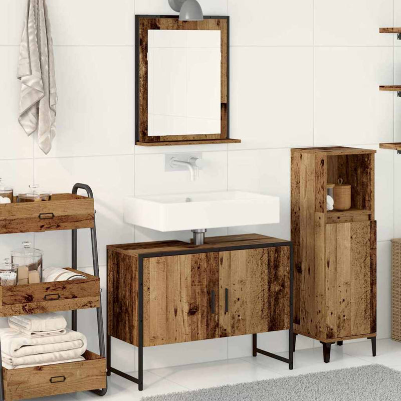 Set de mobilier pentru baie 2 buc. Maro Lemn prelucrat