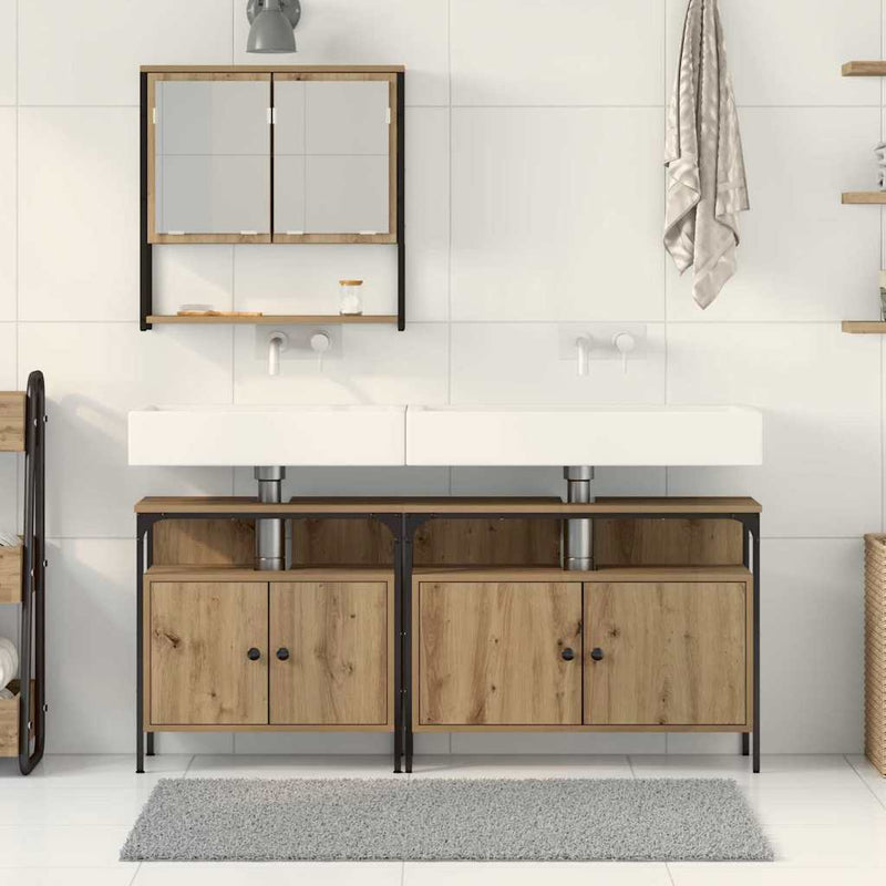 Set de mobilier pentru baie 3 buc. Maro Lemn prelucrat