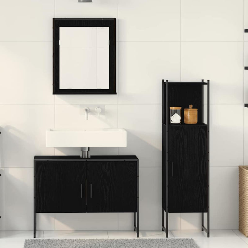 Set de mobilier pentru baie 3 buc. Negru 33 x 33 x 102,5 cm