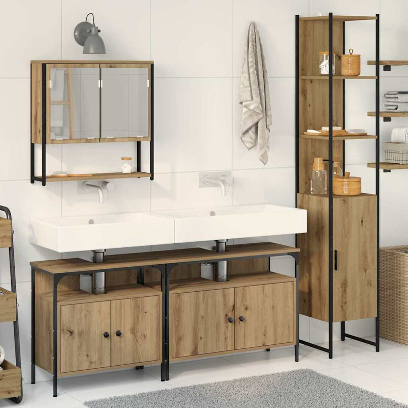 Set de mobilier pentru baie 4 buc. Stejar Artizanal