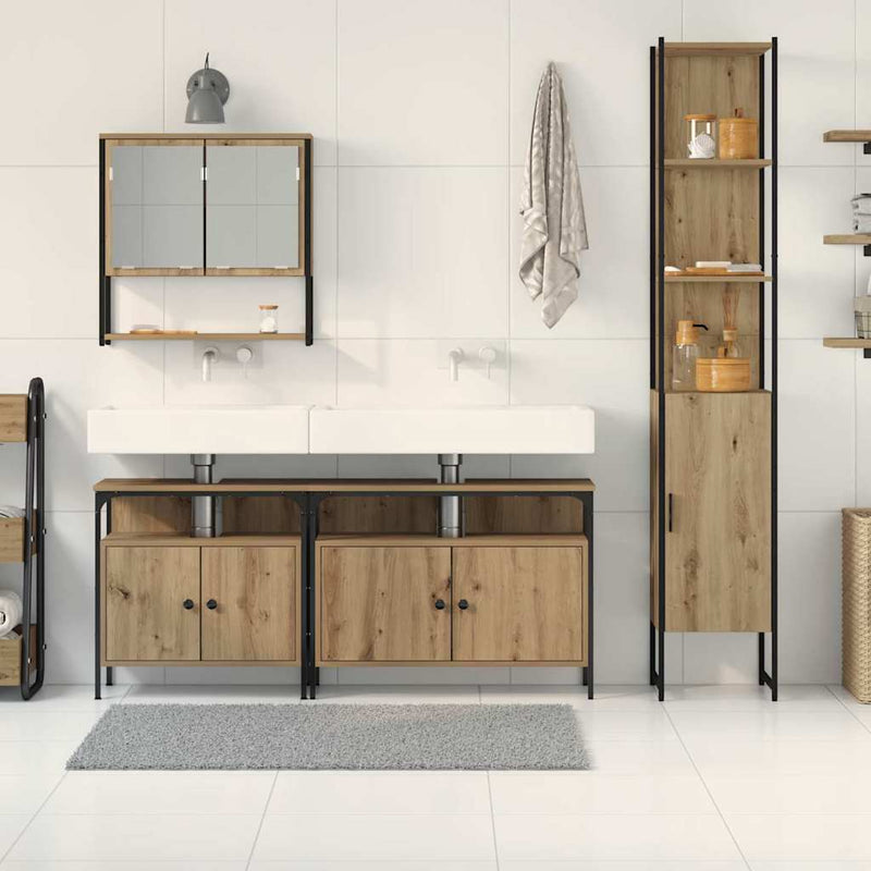 Set de mobilier pentru baie 4 buc. Stejar Artizanal