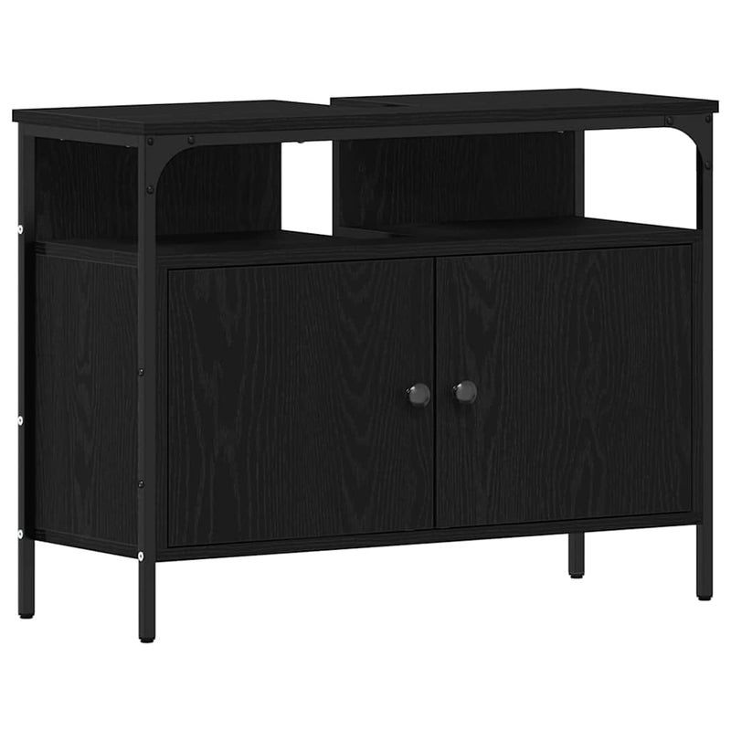 Set de mobilier pentru baie 4 buc. Stejar Negru