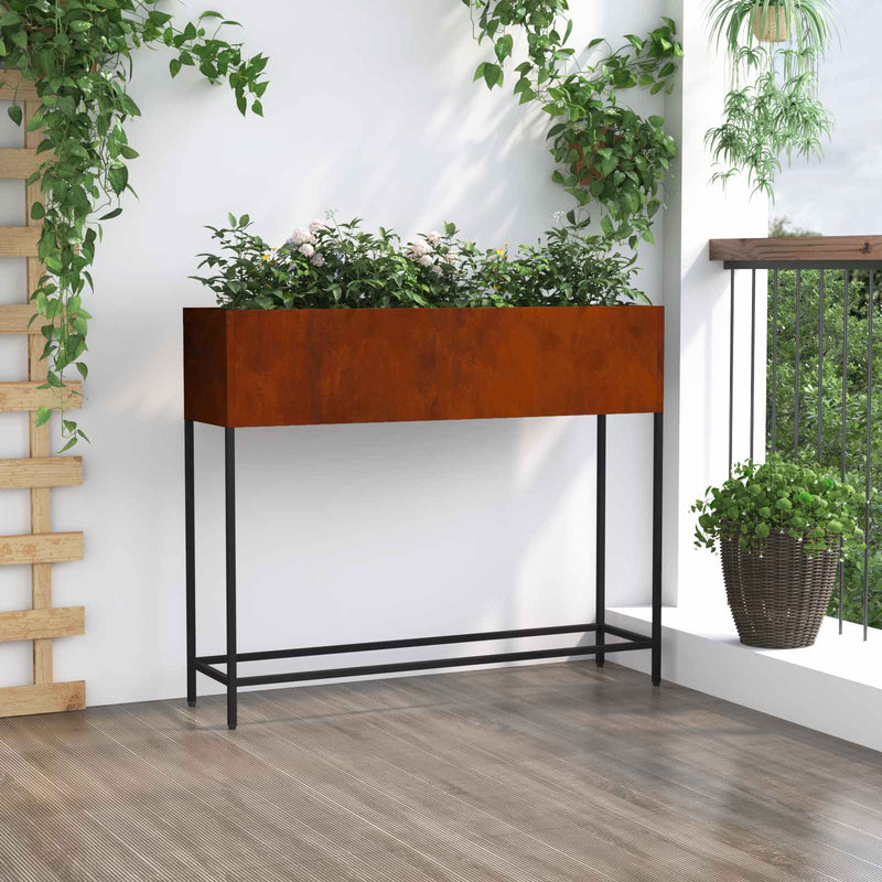 Ghiveci ridicat pentru grădină Ruginit 100 x 26 x 82 cm