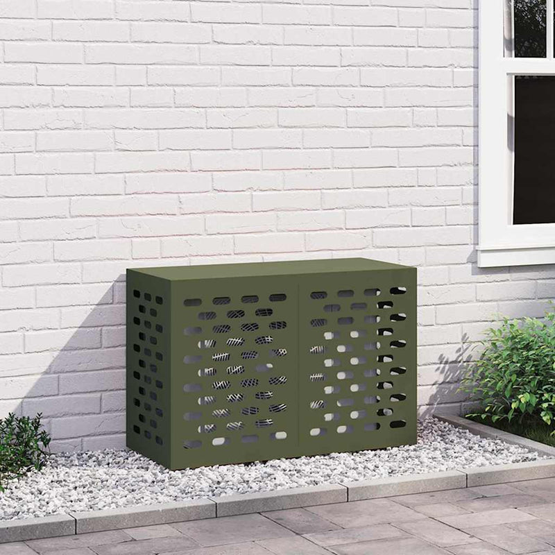 Husă pentru aer condiționat Verde măsliniu 90 x 40 x 60 cm Oțel